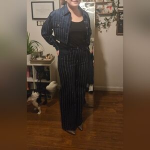 Navy Pinstripe Jacket and Pants Set